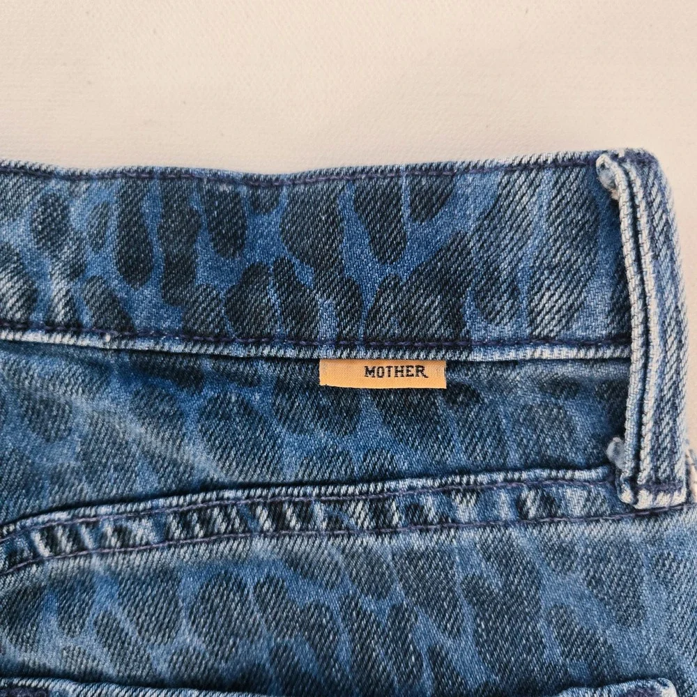 Mother‎ The Tomcat Ankle Jeans Women 25 Blue Leopard Animal Print Sinister Wash